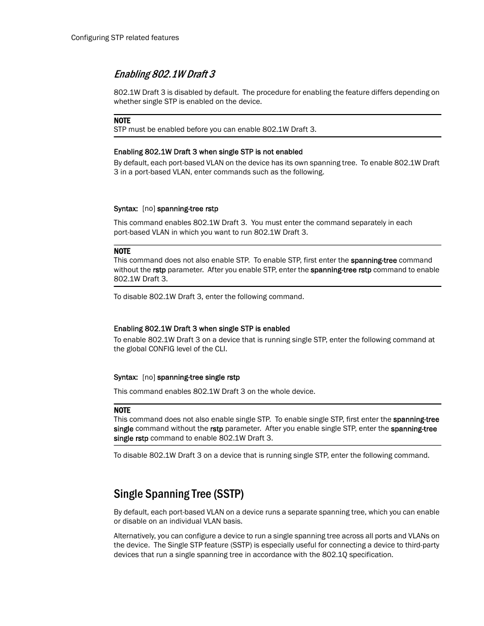Single spanning tree (sstp) | Brocade TurboIron 24X Series Configuration Guide User Manual | Page 600 / 1116