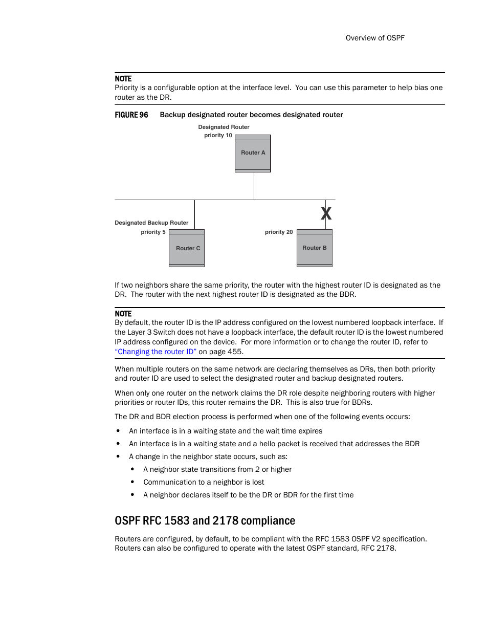 Ospf rfc 1583 and 2178 compliance, N in, Figure 96 | Brocade TurboIron 24X Series Configuration Guide User Manual | Page 643 / 1116