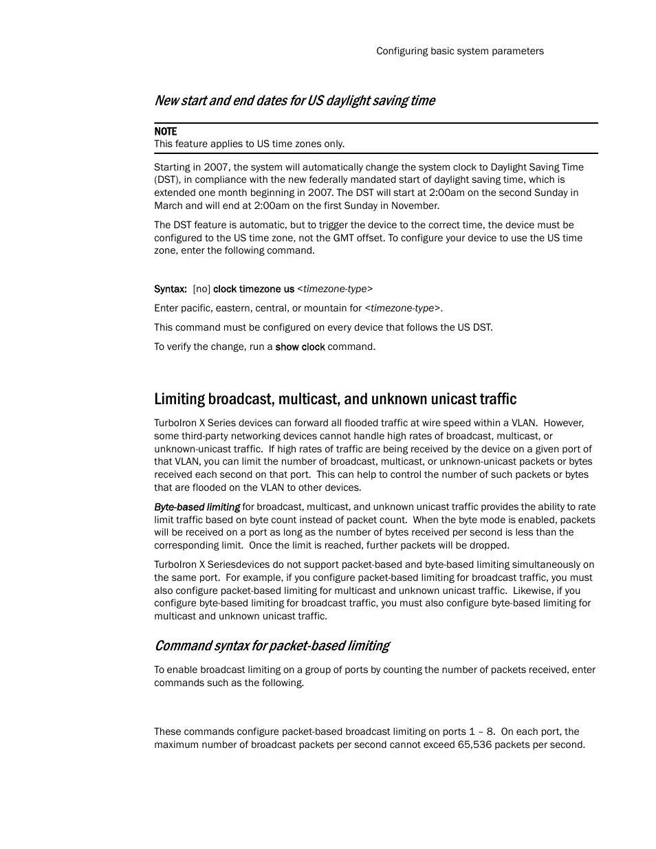 Command syntax for packet-based limiting | Brocade TurboIron 24X Series Configuration Guide User Manual | Page 65 / 1116