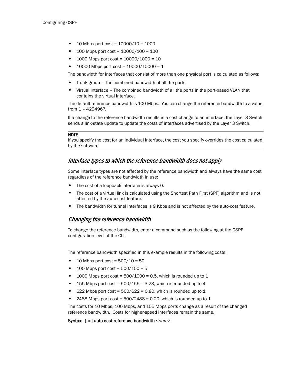 Changing the reference bandwidth | Brocade TurboIron 24X Series Configuration Guide User Manual | Page 662 / 1116