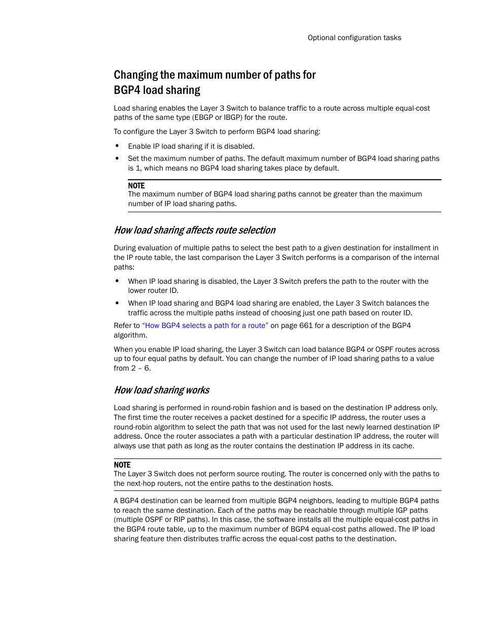 How load sharing affects route selection, How load sharing works | Brocade TurboIron 24X Series Configuration Guide User Manual | Page 717 / 1116