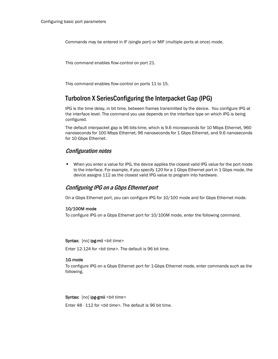 Configuring ipg on a gbps ethernet port | Brocade TurboIron 24X Series Configuration Guide User Manual | Page 72 / 1116