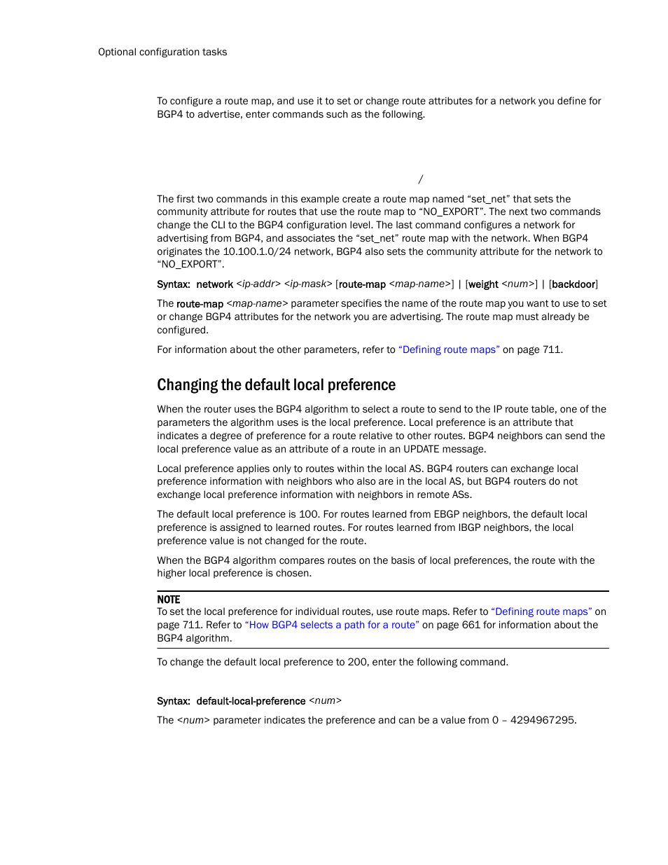 Changing the default local preference | Brocade TurboIron 24X Series Configuration Guide User Manual | Page 720 / 1116