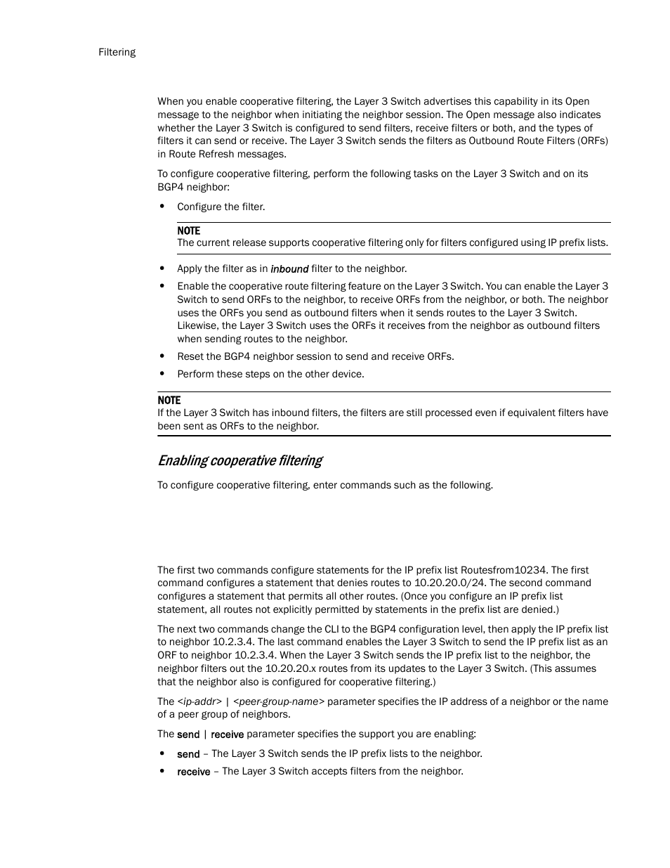 Enabling cooperative filtering | Brocade TurboIron 24X Series Configuration Guide User Manual | Page 754 / 1116