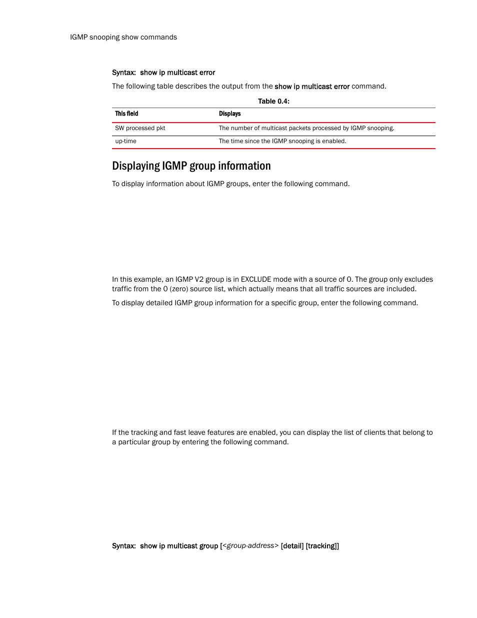 Displaying igmp group information | Brocade TurboIron 24X Series Configuration Guide User Manual | Page 818 / 1116