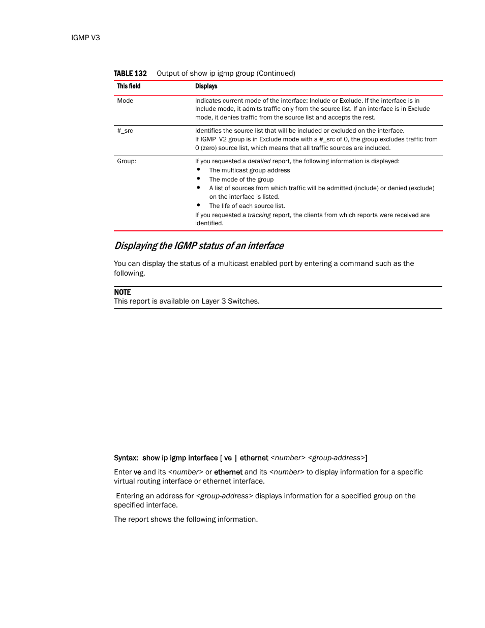 Displaying the igmp status of an interface | Brocade TurboIron 24X Series Configuration Guide User Manual | Page 894 / 1116