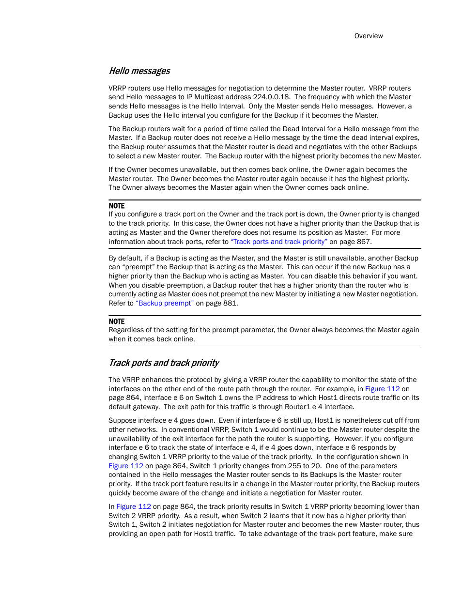 Hello messages, Track ports and track priority | Brocade TurboIron 24X Series Configuration Guide User Manual | Page 901 / 1116