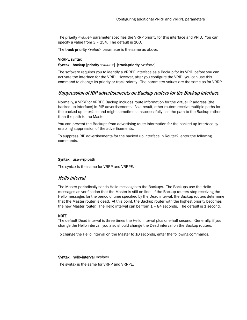 Hello interval | Brocade TurboIron 24X Series Configuration Guide User Manual | Page 913 / 1116