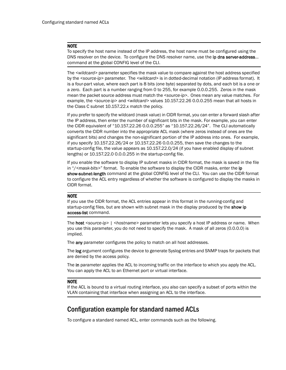 Configuration example for standard named acls | Brocade TurboIron 24X Series Configuration Guide User Manual | Page 938 / 1116