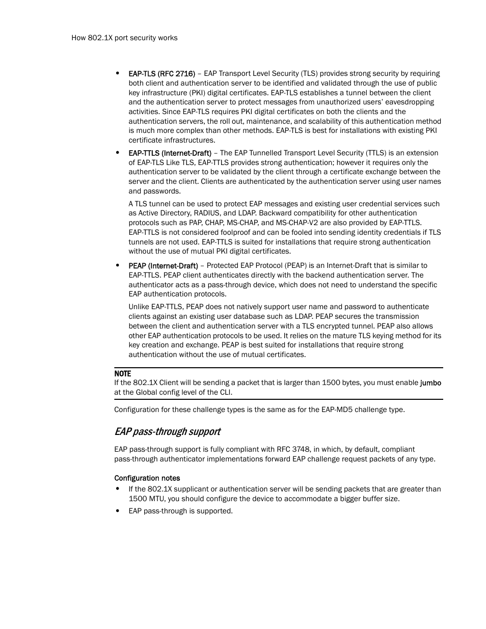Eap pass-through support | Brocade TurboIron 24X Series Configuration Guide User Manual | Page 980 / 1116
