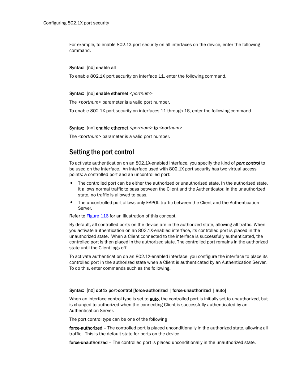 Setting the port control | Brocade TurboIron 24X Series Configuration Guide User Manual | Page 996 / 1116