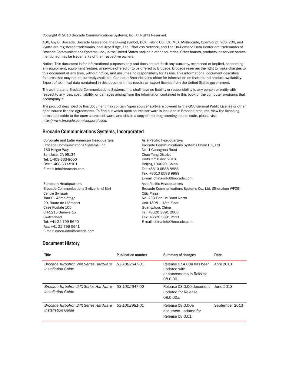 Brocade TurboIron 24X Series Hardware Installation Guide User Manual | Page 2 / 84