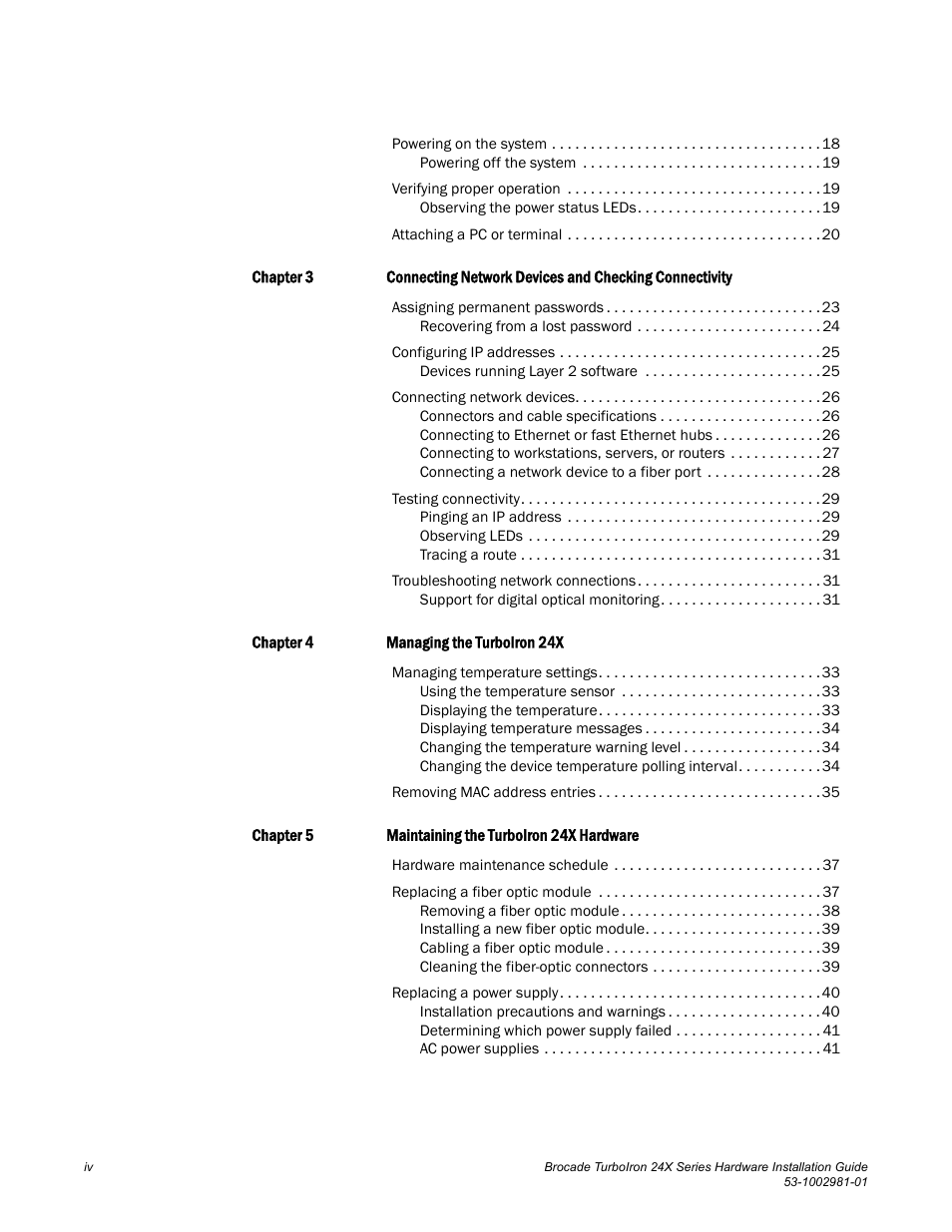 Brocade TurboIron 24X Series Hardware Installation Guide User Manual | Page 4 / 84