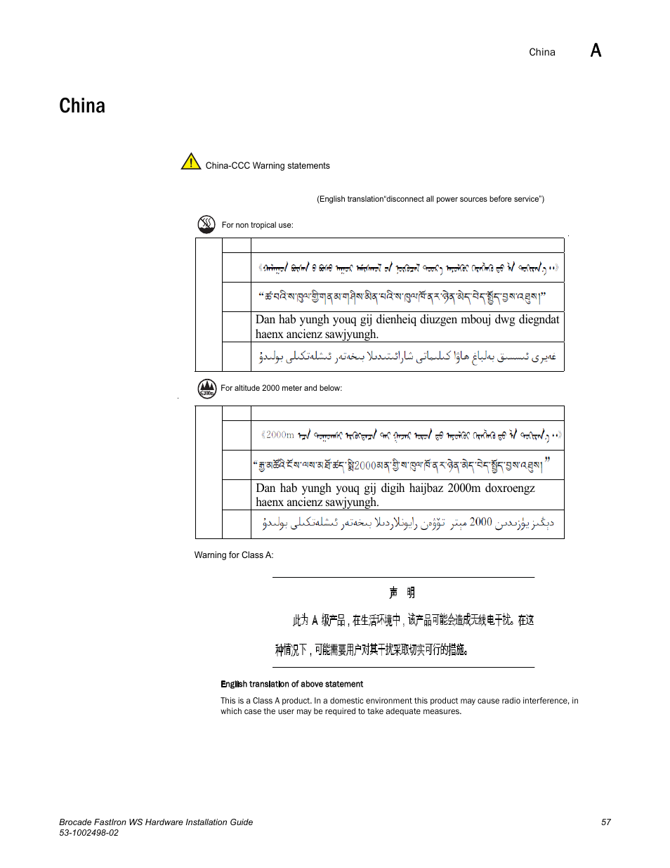 China | Brocade FastIron WS Hardware Installation Guide User Manual | Page 67 / 74
