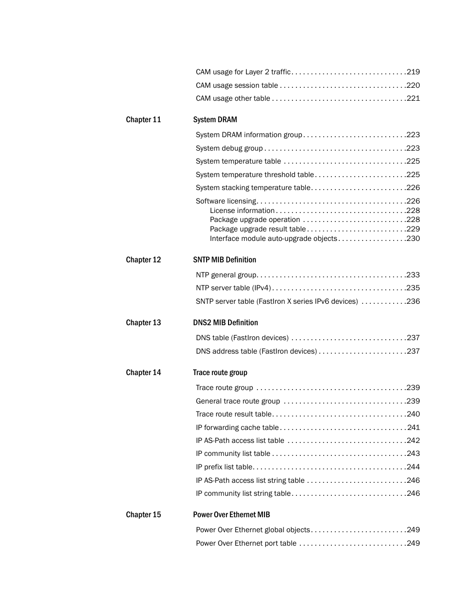 Brocade Unified IP MIB Reference (Supporting FastIron Release 07.5.00) User Manual | Page 11 / 768