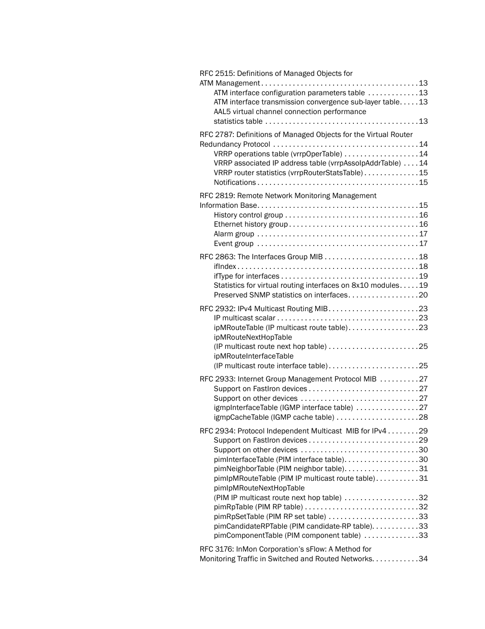 Brocade Unified IP MIB Reference (Supporting FastIron Release 07.5.00) User Manual | Page 6 / 768