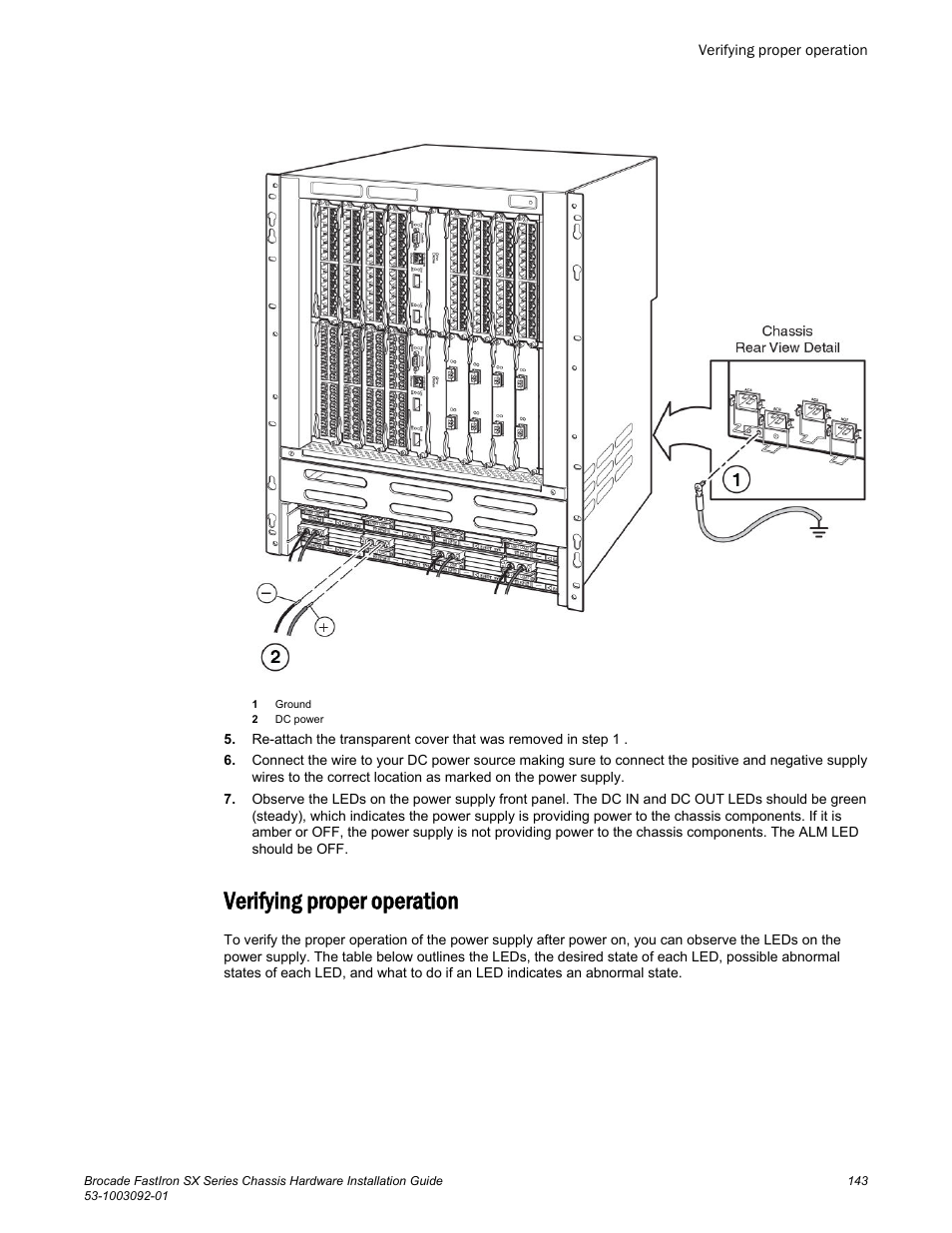 Verifying proper operation | Brocade FastIron SX Series Chassis Hardware Installation Guide User Manual | Page 145 / 192