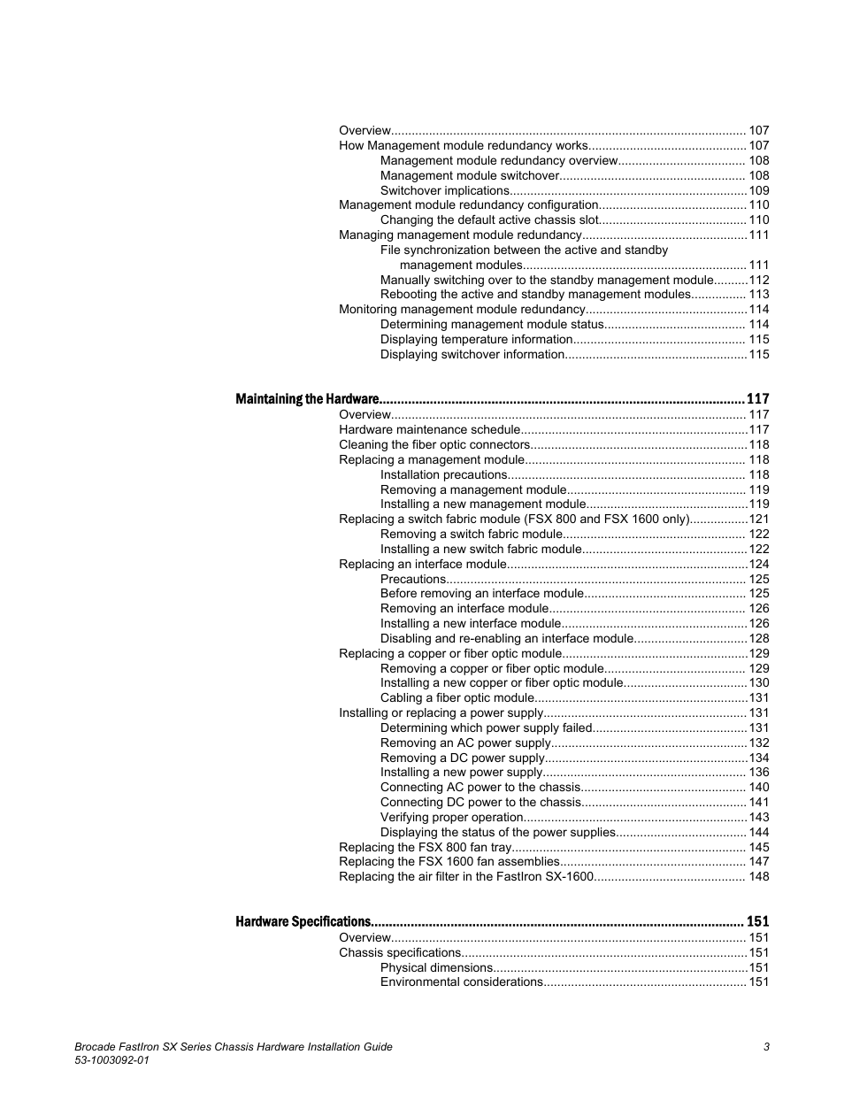 Brocade FastIron SX Series Chassis Hardware Installation Guide User Manual | Page 5 / 192