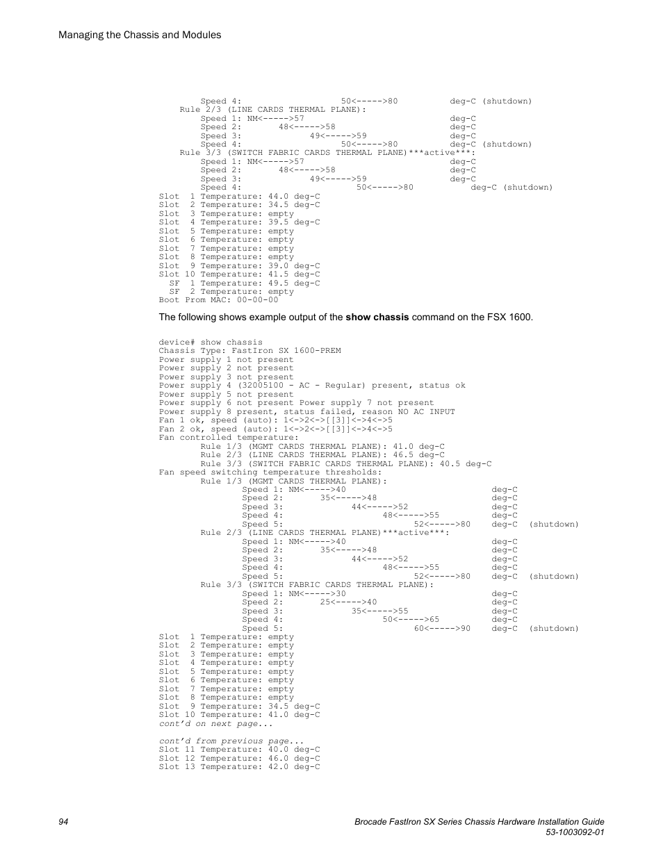 Brocade FastIron SX Series Chassis Hardware Installation Guide User Manual | Page 96 / 192