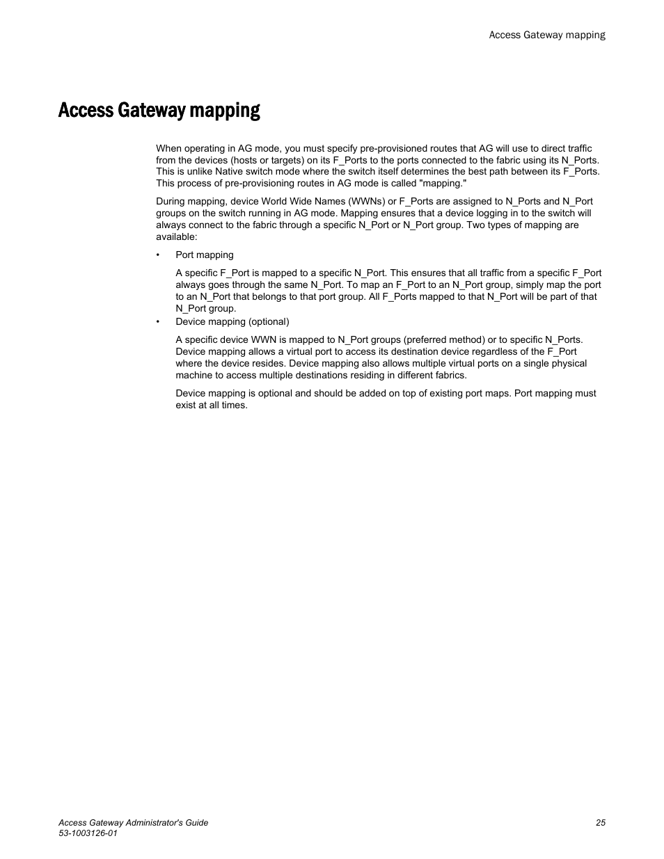 Access gateway mapping | Brocade Access Gateway Administrator's Guide (Supporting Fabric OS v7.3.0) User Manual | Page 27 / 102