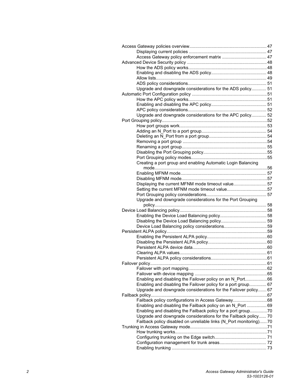 Brocade Access Gateway Administrator's Guide (Supporting Fabric OS v7.3.0) User Manual | Page 4 / 102