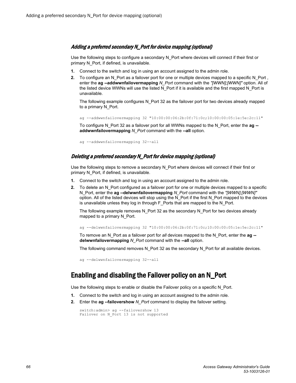 Brocade Access Gateway Administrator's Guide (Supporting Fabric OS v7.3.0) User Manual | Page 68 / 102