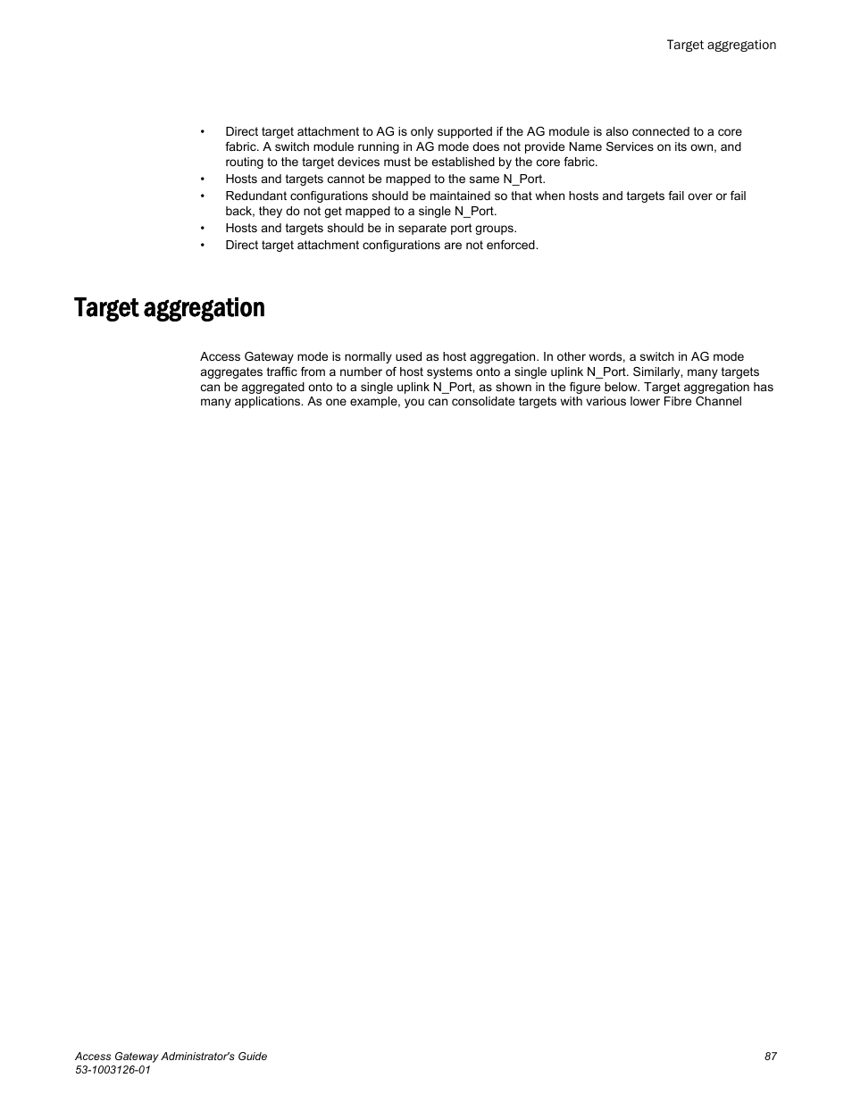 Target aggregation | Brocade Access Gateway Administrator's Guide (Supporting Fabric OS v7.3.0) User Manual | Page 89 / 102