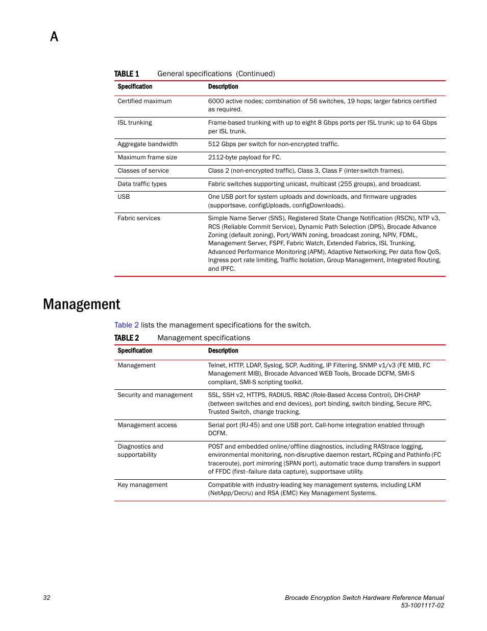 Management | Brocade Encryption Switch Hardware Reference Manual (Supporting Fabric OS v6.1.1_enc) User Manual | Page 46 / 60