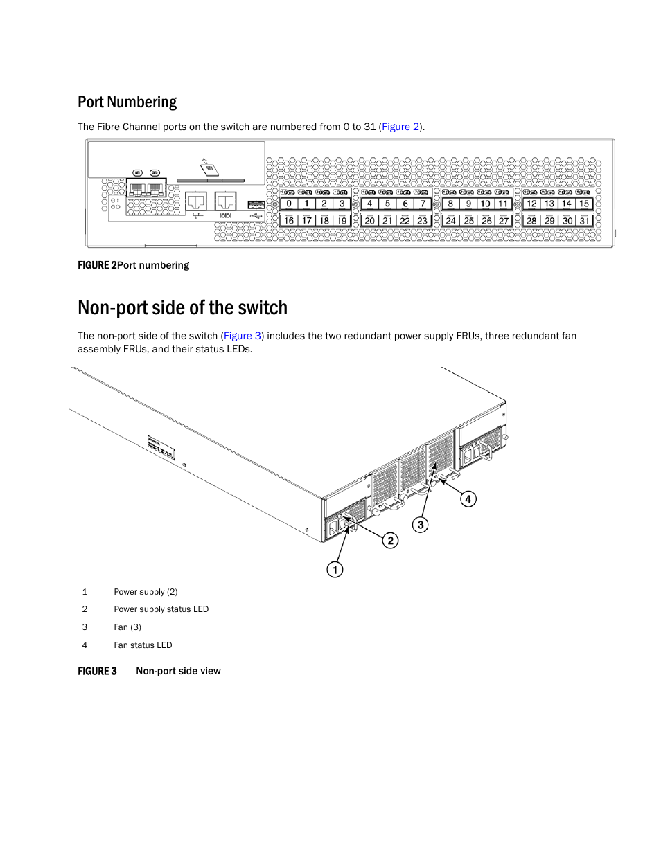 Port numbering, Non-port side of the switch | Brocade Encryption Switch QuickStart Guide (Supporting Fabric OS v6.1.1_enc) User Manual | Page 5 / 20