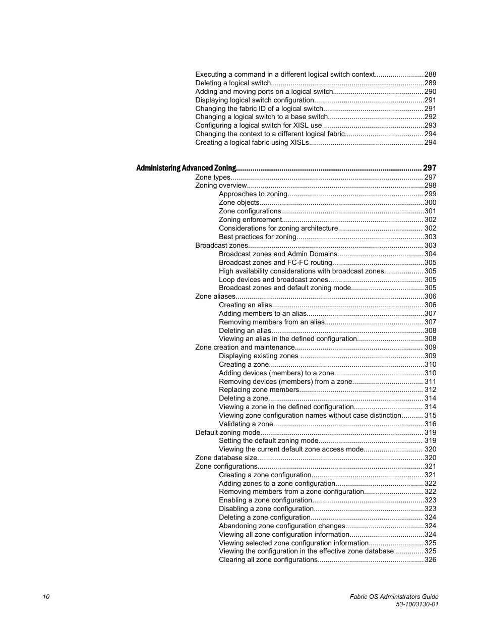 Brocade Fabric OS Administrators Guide (Supporting Fabric OS v7.3.0) User Manual | Page 10 / 622