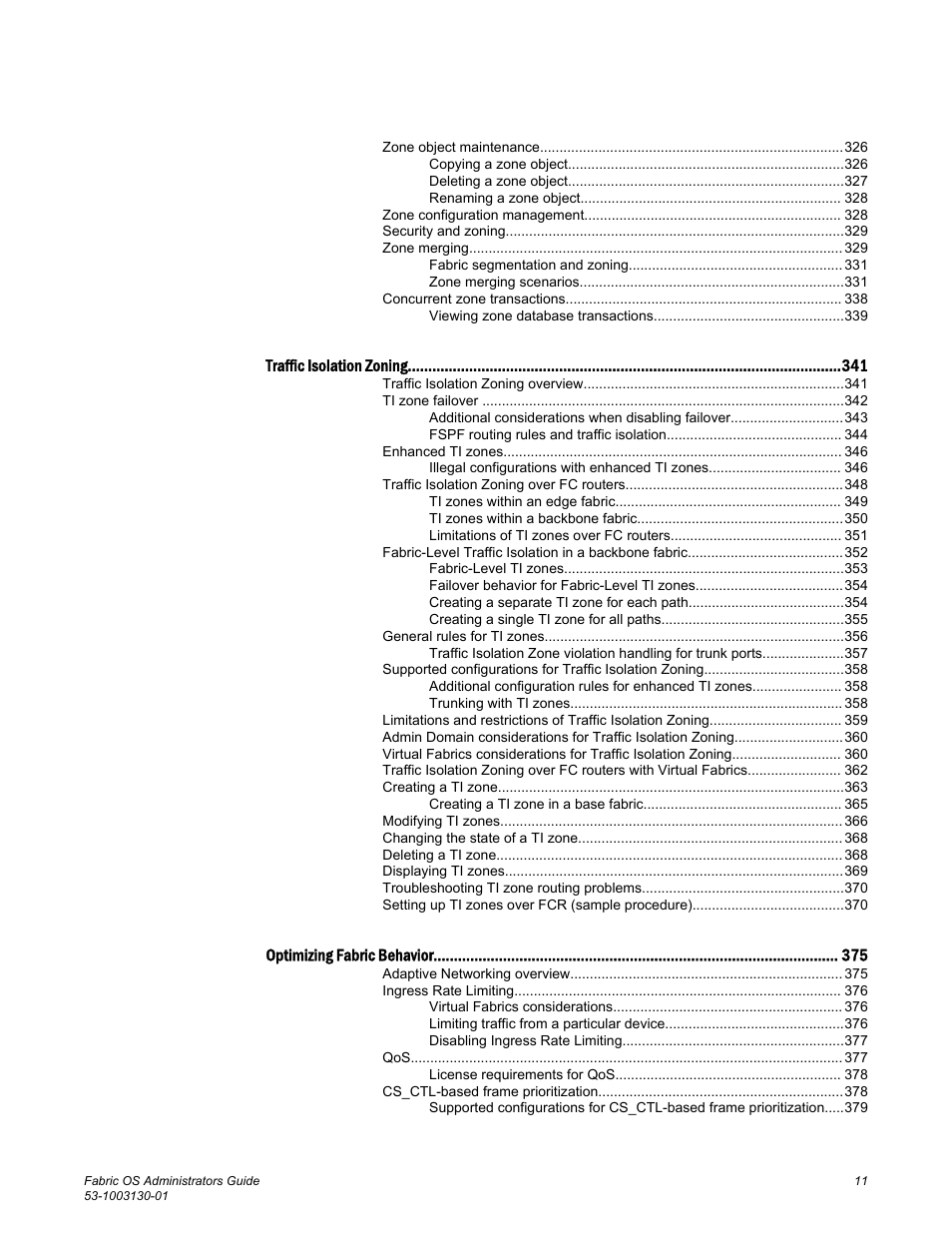 Brocade Fabric OS Administrators Guide (Supporting Fabric OS v7.3.0) User Manual | Page 11 / 622