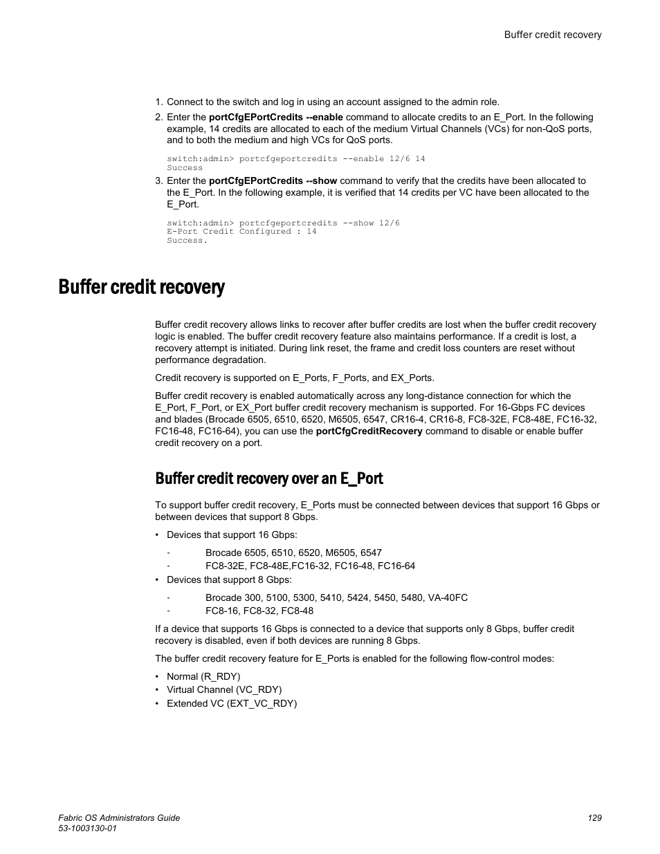 Buffer credit recovery, Buffer credit recovery over an e_port | Brocade Fabric OS Administrators Guide (Supporting Fabric OS v7.3.0) User Manual | Page 129 / 622