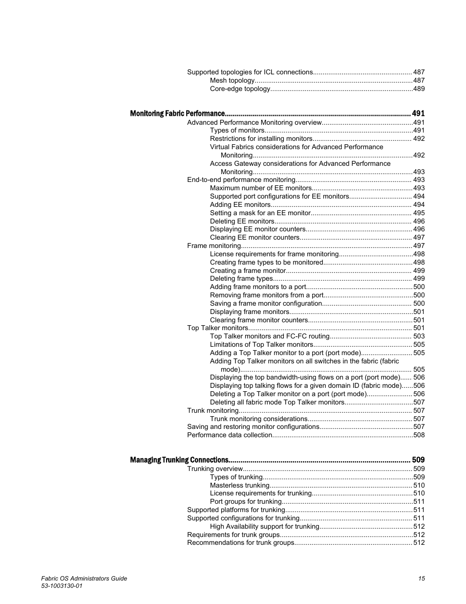 Brocade Fabric OS Administrators Guide (Supporting Fabric OS v7.3.0) User Manual | Page 15 / 622