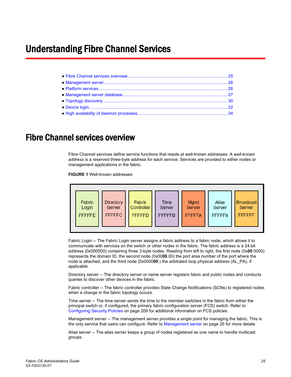 Understanding fibre channel services, Fibre channel services overview | Brocade Fabric OS Administrators Guide (Supporting Fabric OS v7.3.0) User Manual | Page 25 / 622