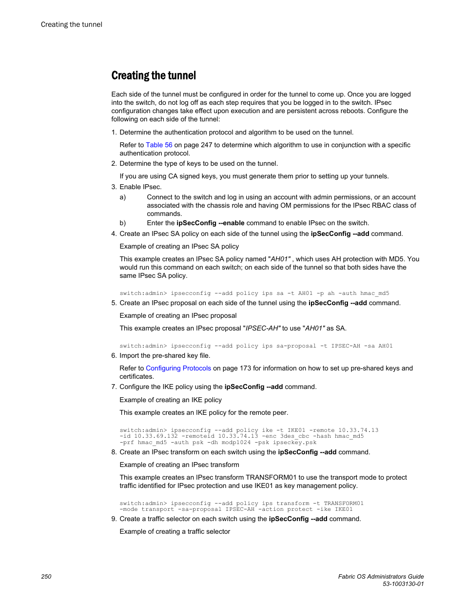 Creating the tunnel | Brocade Fabric OS Administrators Guide (Supporting Fabric OS v7.3.0) User Manual | Page 250 / 622