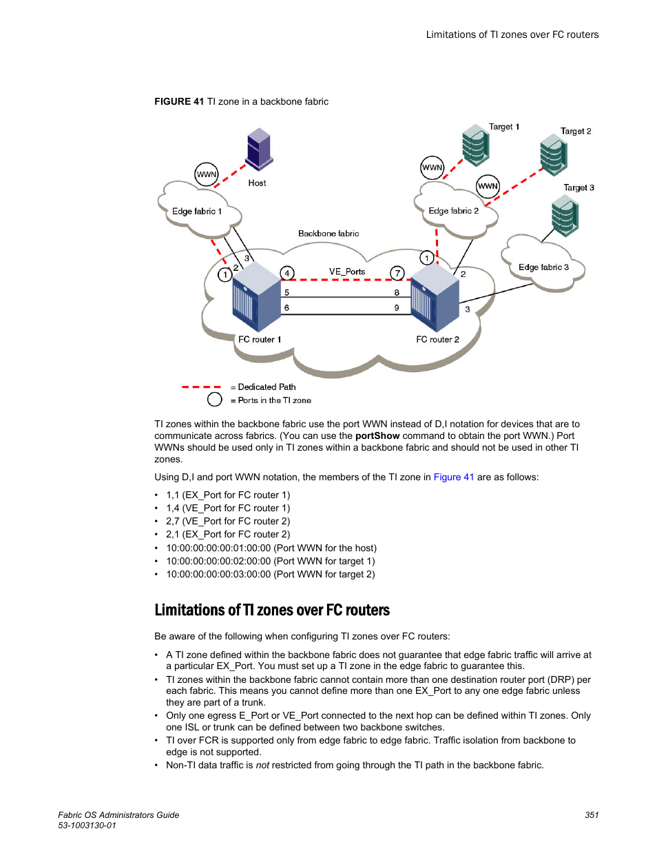 Limitations of ti zones over fc routers, For example, in, Figure 41 | Brocade Fabric OS Administrators Guide (Supporting Fabric OS v7.3.0) User Manual | Page 351 / 622