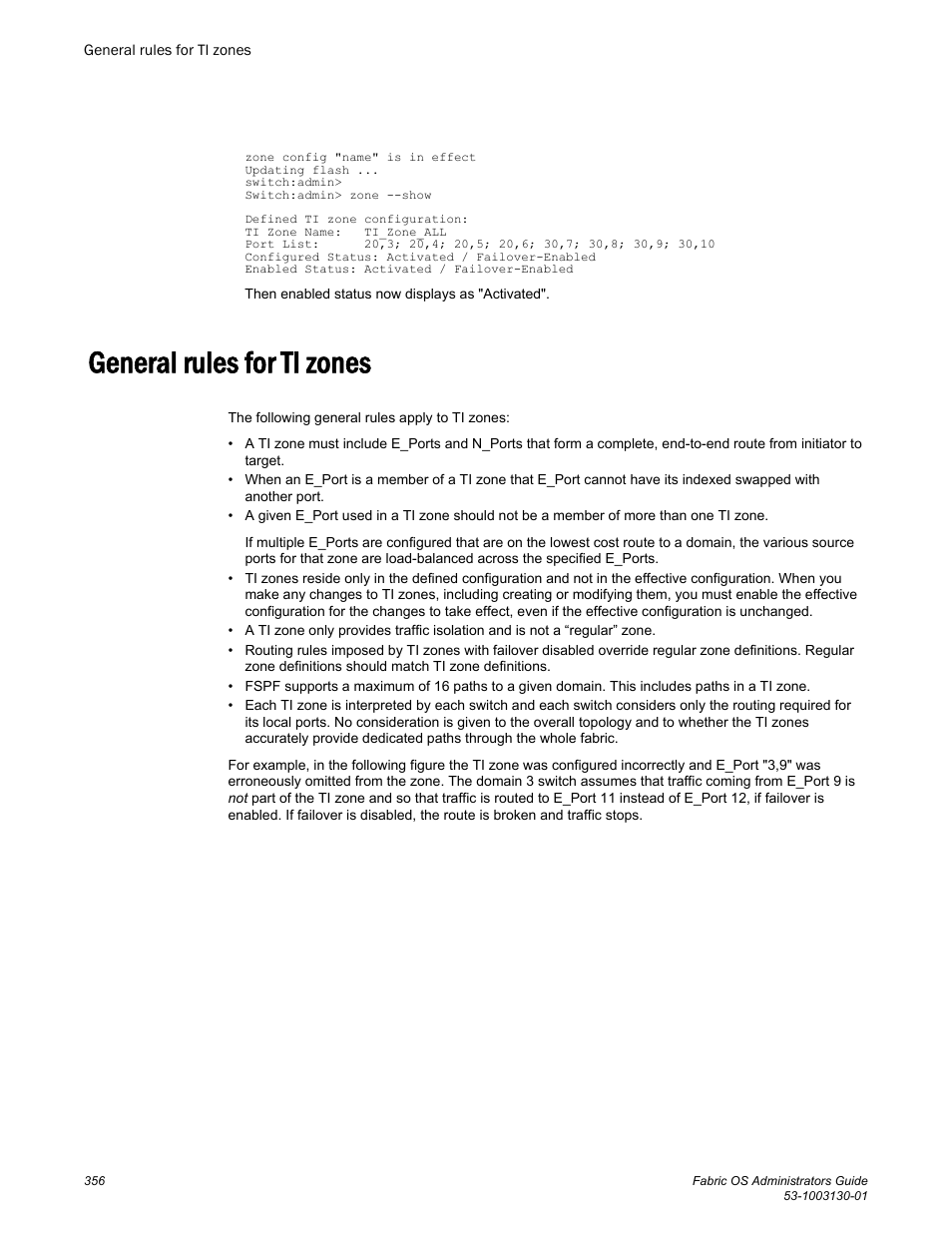 General rules for ti zones | Brocade Fabric OS Administrators Guide (Supporting Fabric OS v7.3.0) User Manual | Page 356 / 622