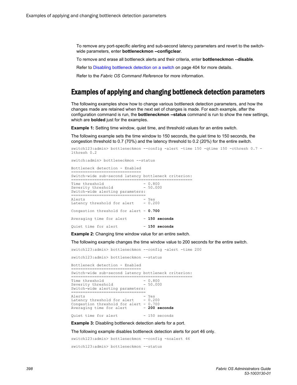 Parameters | Brocade Fabric OS Administrators Guide (Supporting Fabric OS v7.3.0) User Manual | Page 398 / 622