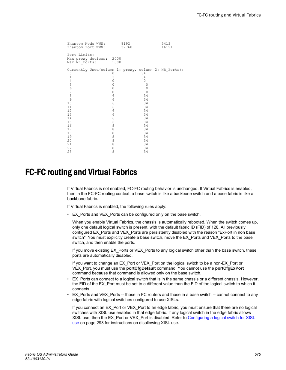 Fc-fc routing and virtual fabrics, Sharing with virtual fabrics, refer to | Brocade Fabric OS Administrators Guide (Supporting Fabric OS v7.3.0) User Manual | Page 575 / 622