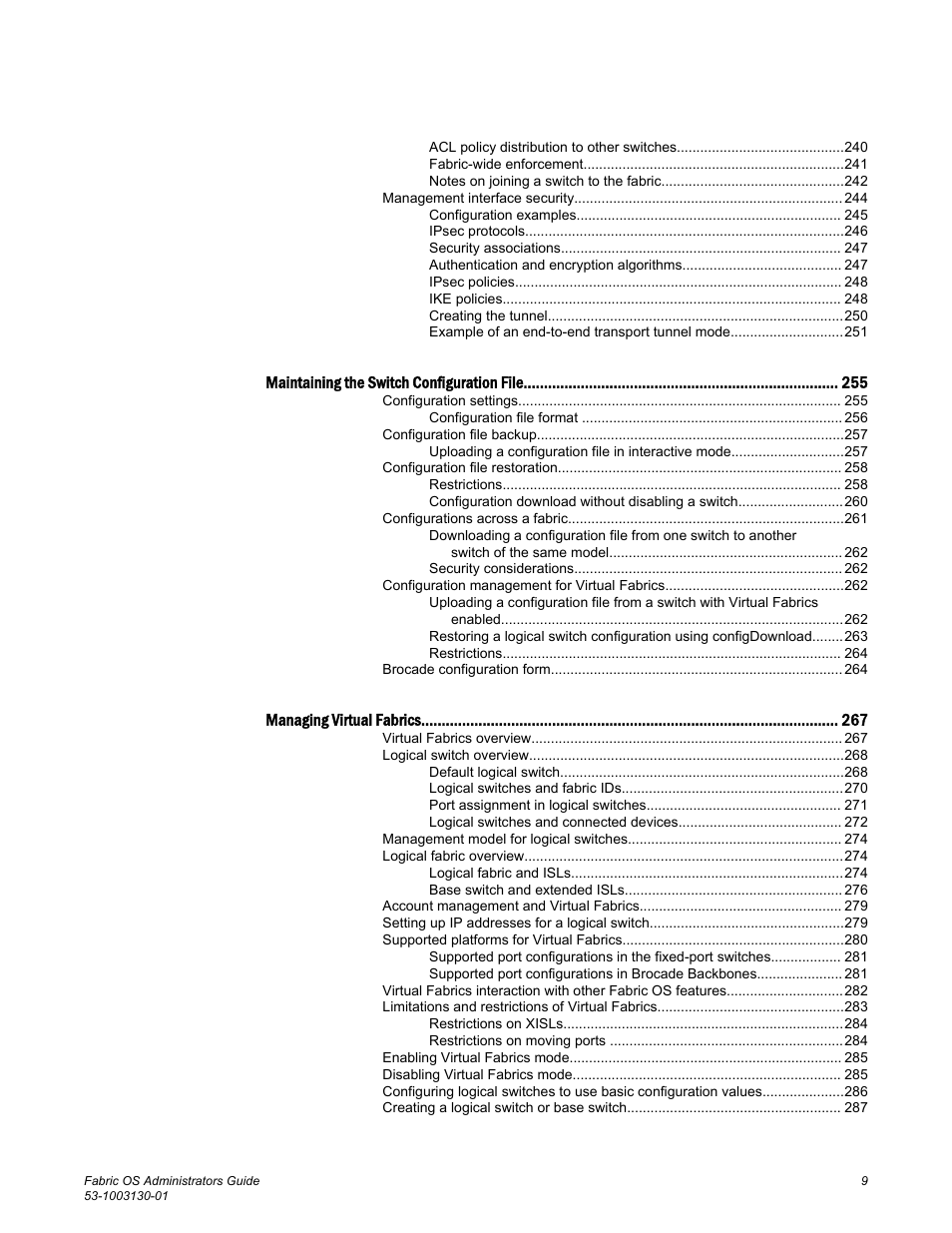Brocade Fabric OS Administrators Guide (Supporting Fabric OS v7.3.0) User Manual | Page 9 / 622