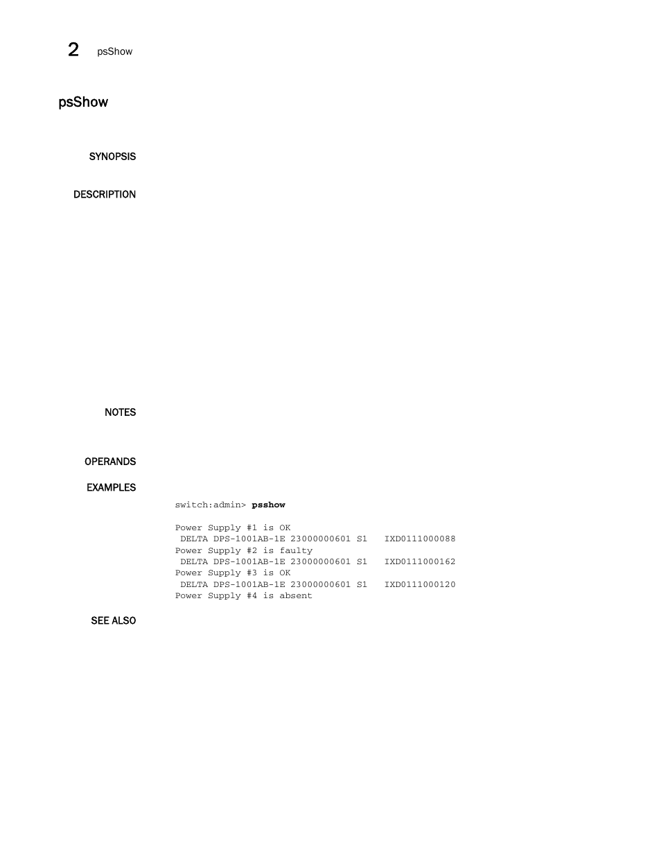 Psshow | Brocade Fabric OS Command Reference (Supporting Fabric OS v7.3.0) User Manual | Page 1008 / 1274