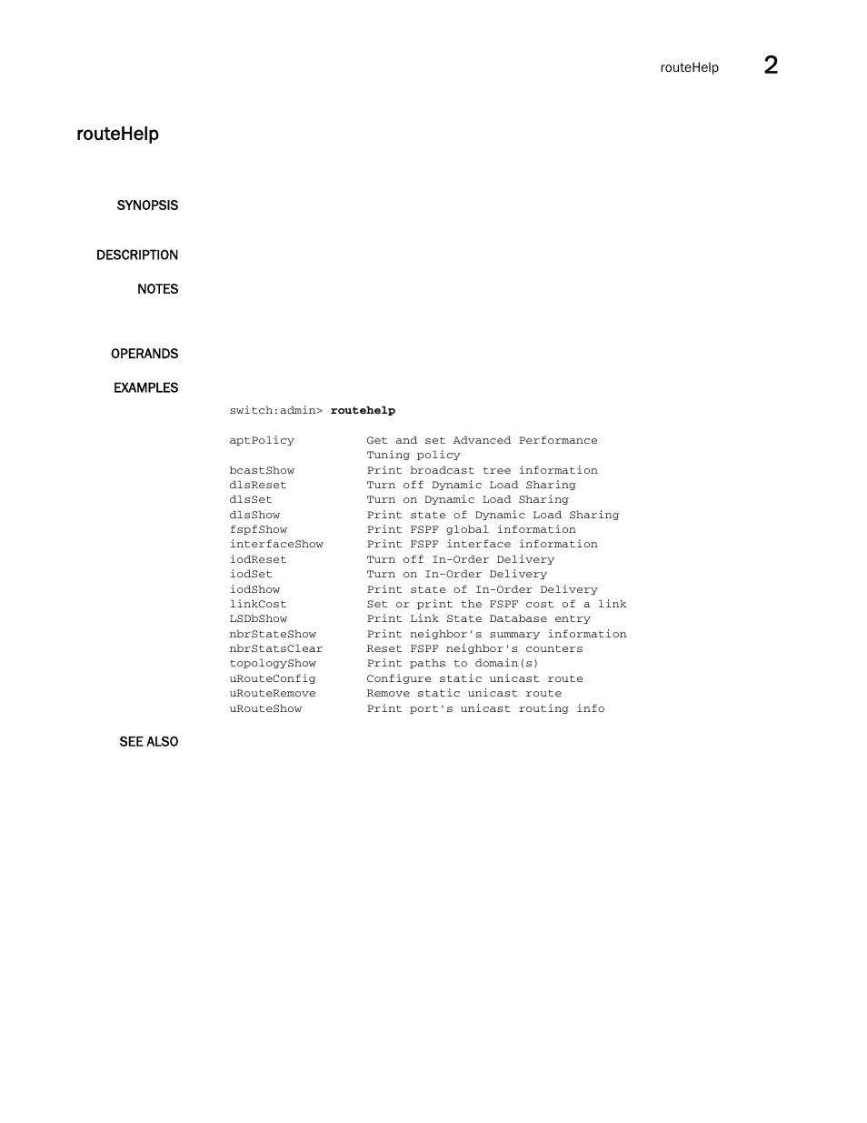 Routehelp | Brocade Fabric OS Command Reference (Supporting Fabric OS v7.3.0) User Manual | Page 1021 / 1274
