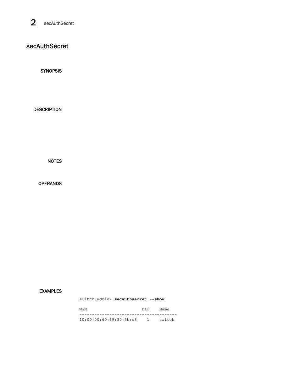 Secauthsecret | Brocade Fabric OS Command Reference (Supporting Fabric OS v7.3.0) User Manual | Page 1024 / 1274