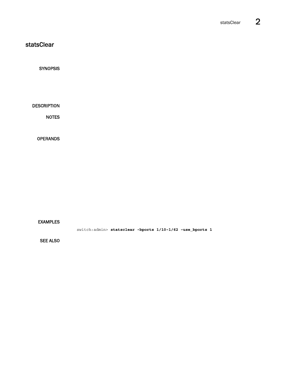 Statsclear | Brocade Fabric OS Command Reference (Supporting Fabric OS v7.3.0) User Manual | Page 1115 / 1274