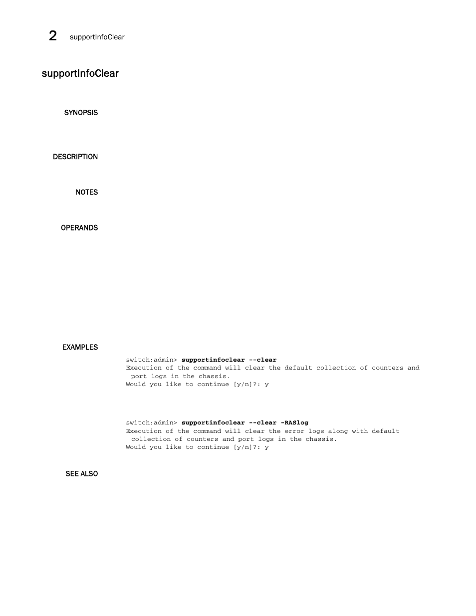 Supportinfoclear | Brocade Fabric OS Command Reference (Supporting Fabric OS v7.3.0) User Manual | Page 1120 / 1274