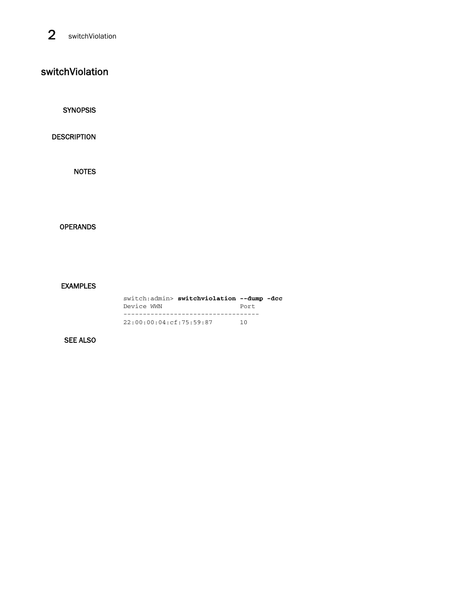 Switchviolation | Brocade Fabric OS Command Reference (Supporting Fabric OS v7.3.0) User Manual | Page 1166 / 1274