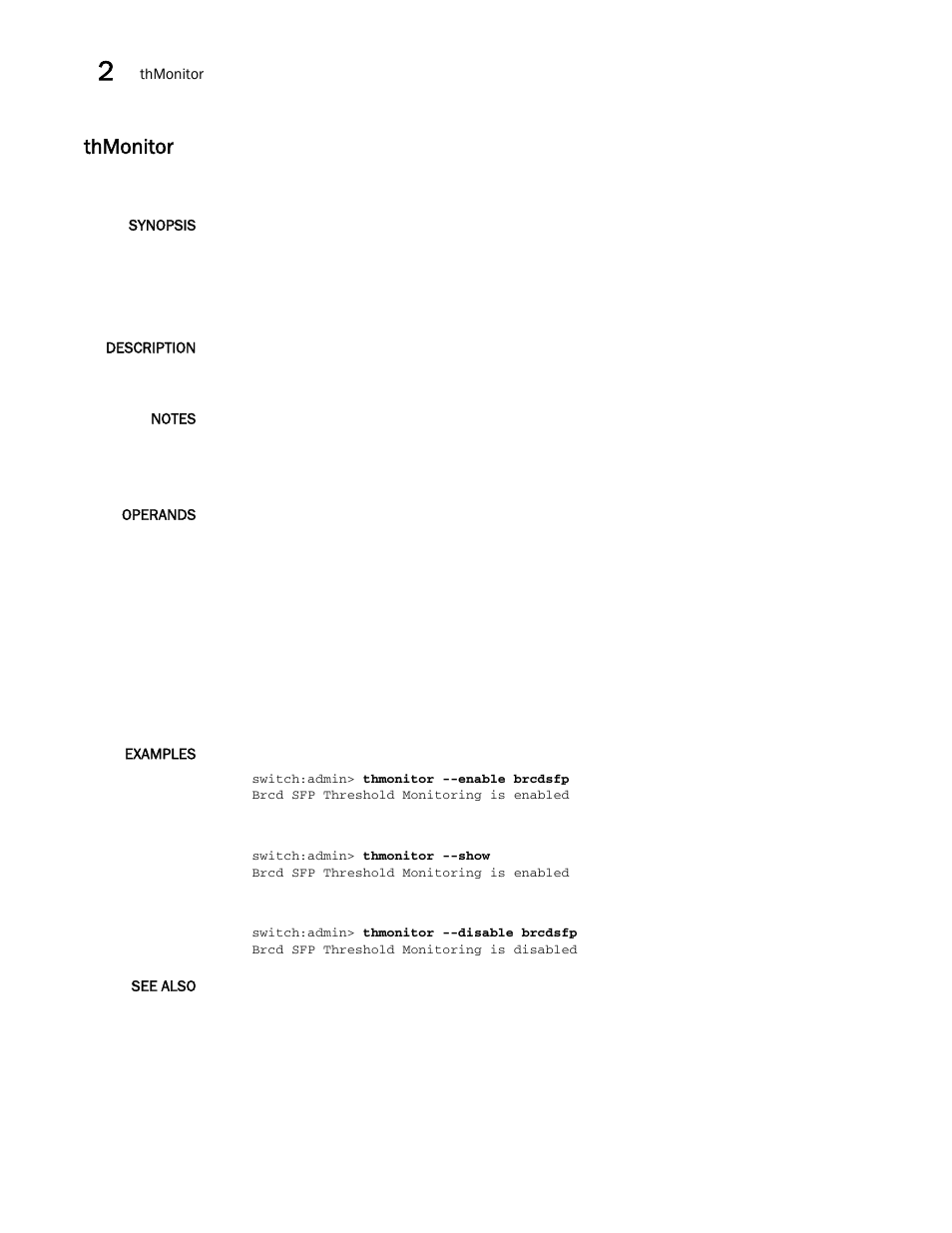Thmonitor | Brocade Fabric OS Command Reference (Supporting Fabric OS v7.3.0) User Manual | Page 1190 / 1274