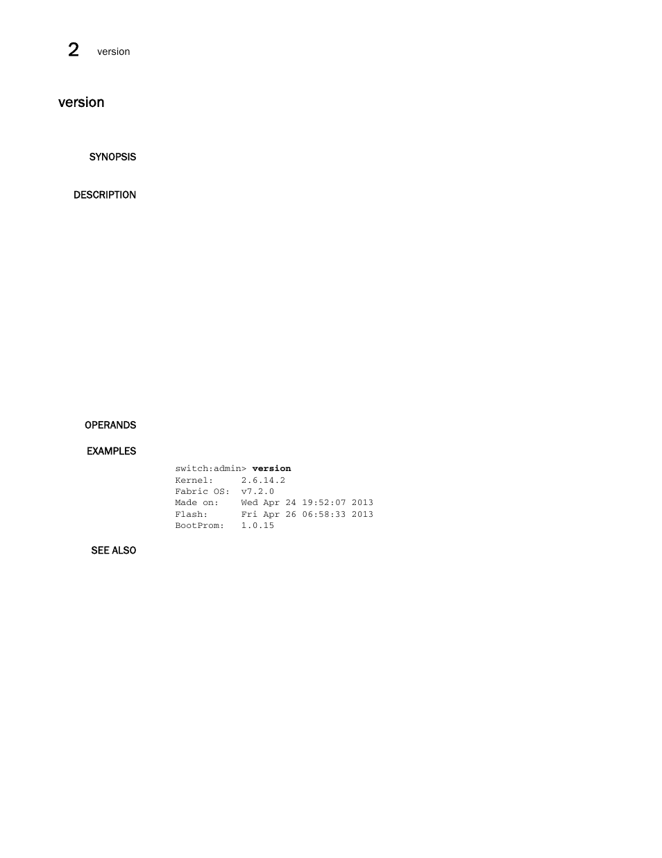 Version | Brocade Fabric OS Command Reference (Supporting Fabric OS v7.3.0) User Manual | Page 1224 / 1274