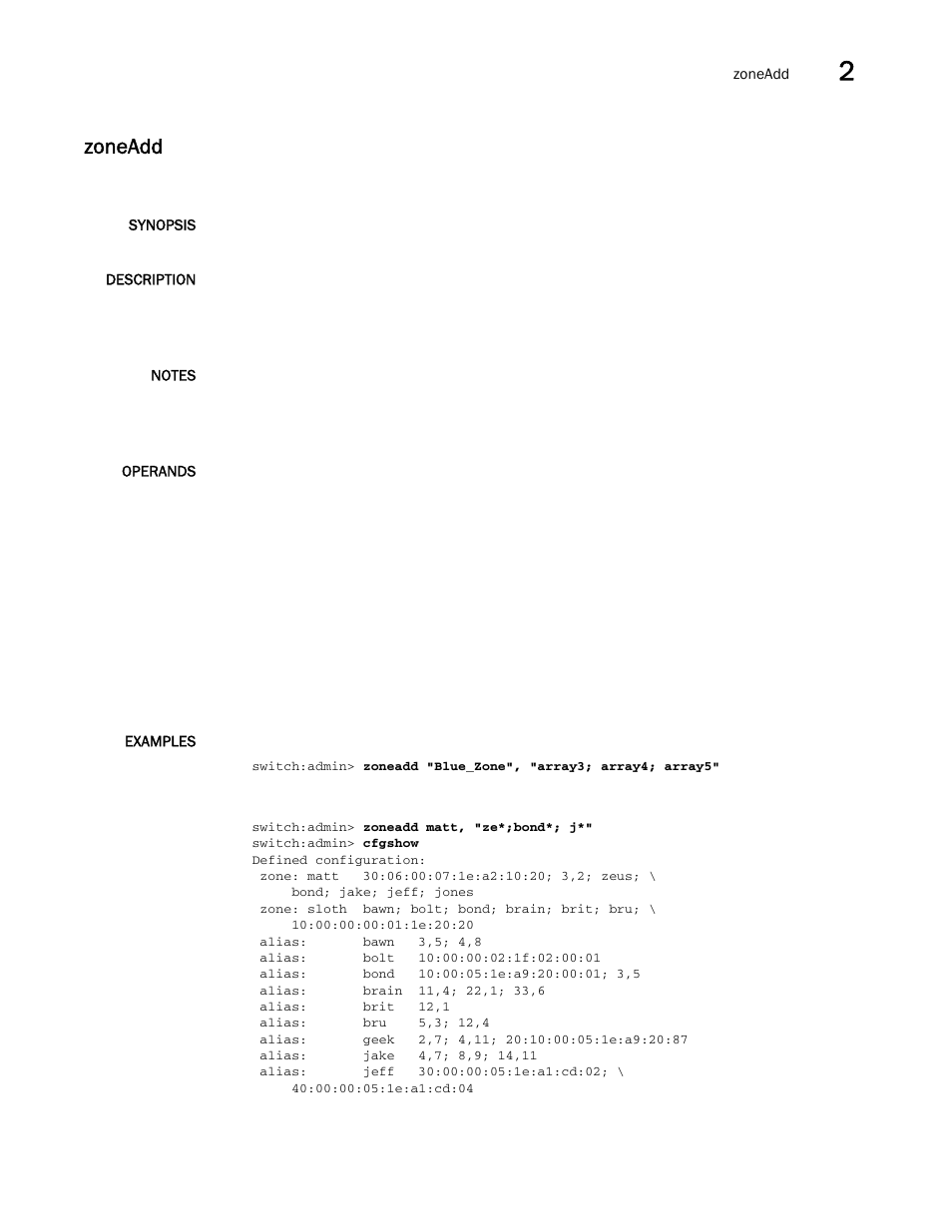 Zoneadd | Brocade Fabric OS Command Reference (Supporting Fabric OS v7.3.0) User Manual | Page 1241 / 1274