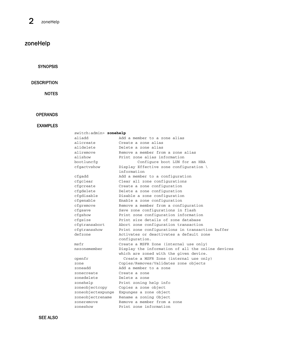 Zonehelp | Brocade Fabric OS Command Reference (Supporting Fabric OS v7.3.0) User Manual | Page 1246 / 1274